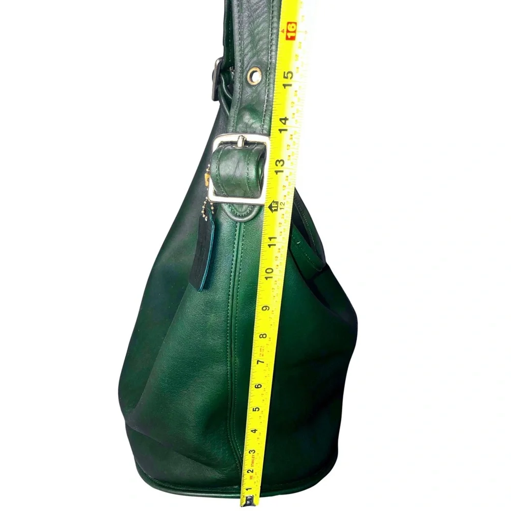 COACH Bottle Green Glove Tanned Leather Duffle Sac XL Bucket Bag 9085 USA COA